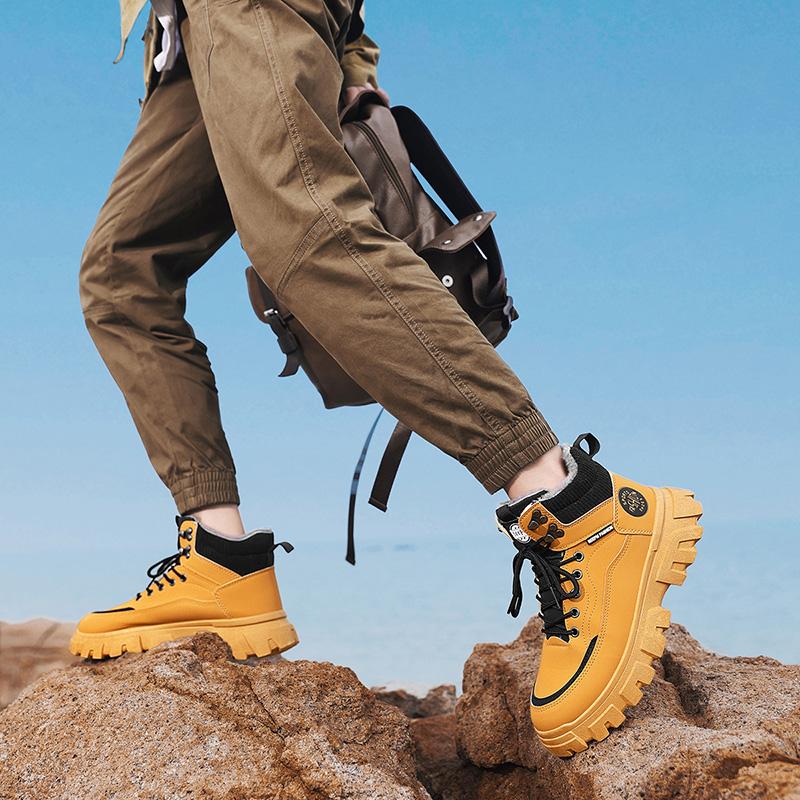 Fashion Winter Boots Trendy Men High Top Ankle Boots Luxury British Workwear Short Boots Fashion Thick Soled Warm Casual Cotton Shoes