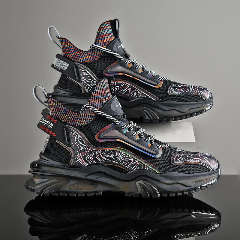 

Мужская мода дышащая баскетбольная обувь с толстой подошвой мужские высокие кроссовки