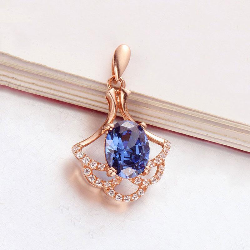 

Exquisite Color Gold French Bright Diamond Bluestone Skirt Cover Chain Plated Rose Gold Russian 585 Purple Gold Fashion Necklace