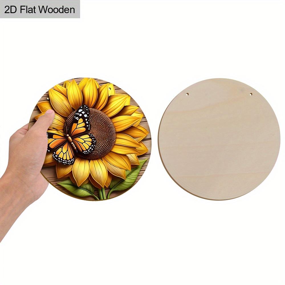Rustic Wooden Sign with Sunflower & Butterfly Pattern - Spring Theme Decorative Plaque for Outdoor, Home Decor - Ideal Gift for Friend