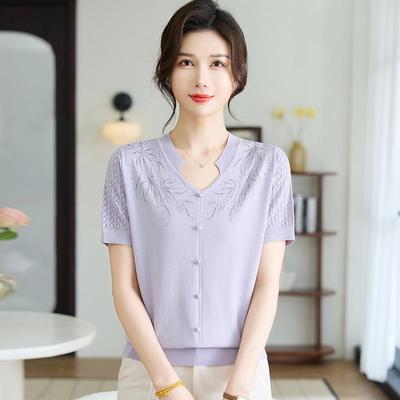 Mother's Day Gift: Summer Ice Silk Knit Top for Middle-Aged Women