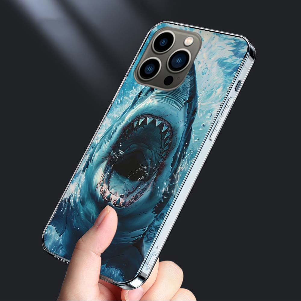 The Mouth of the Deep Sea Evil Shark Phone Case For Iphone 16E 15 Pro 14 Plus 17E 16 17 Pro Max Air 11 12 13 Mini Shockproof