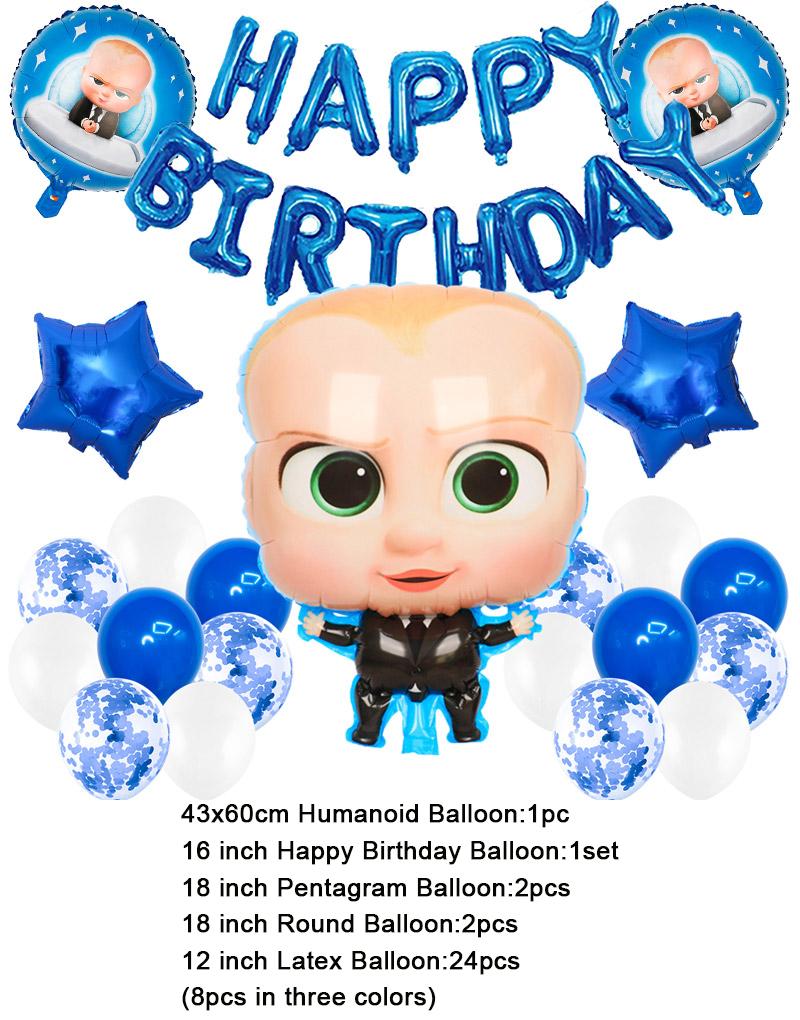 Baby B-BOSSED Birthday Theme Birthday Party Decoration Backdrop Family Cup Plate Napkin Balloons Baby Shower Supplies Kid Gift