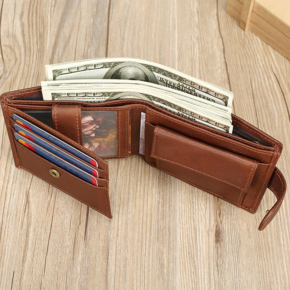Vintage Tree of Life Genuine Leather Men Wallet Embossed Cowhide Bifold Purse with Coin Pocket Credit Card Holder