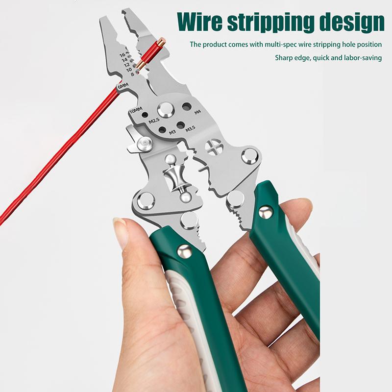1Pcs Multifunctional Foldable Wire Stripper Crimper Cable Cutter Pliers Electrician Cable Cutting Wiring Pulling Stripping Tools