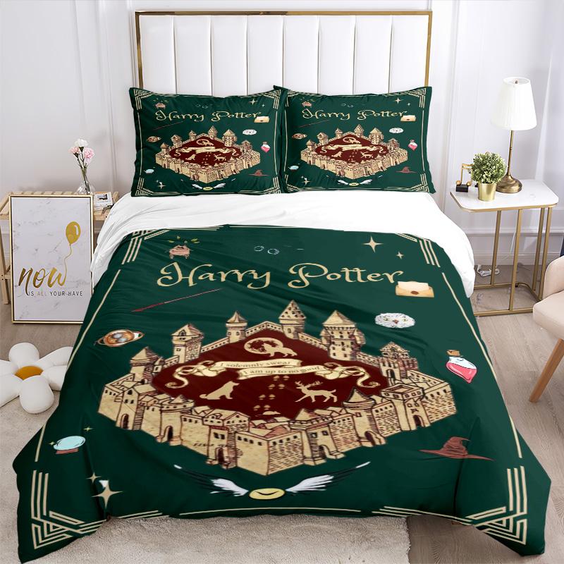 Harry Potter Magical Castle Print 3Pcs Bedding Setduvet Cover With 2 Bedropillowcase Home Birthday Gift