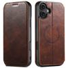 SUTENI J06 For iPhone 16 Plus Case Compatible with MagSafe Textured PU Leather Flip Phone Cover