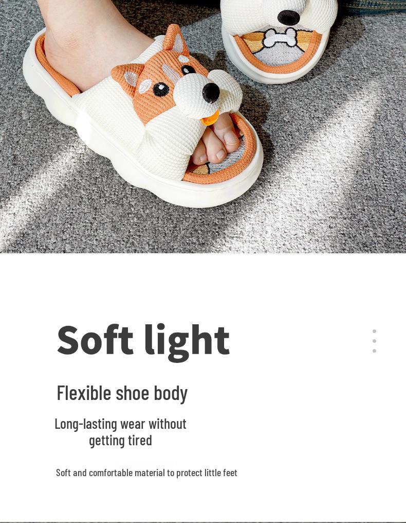 Women's and Men's Cute Silent Indoor Non-slip Cotton Linen Slippers: Four-Season Sweat-absorbent Comfort