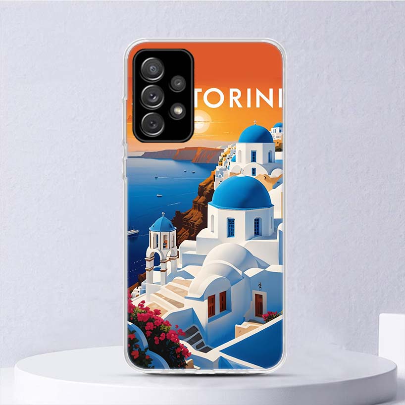 Greece In Summer Santorini Soft Case For Samsung Galaxy A17 A16 A26 A36 A56 A15 A14 A13 A55 A54 A53 Phone Cover A25 A35 A24 A34