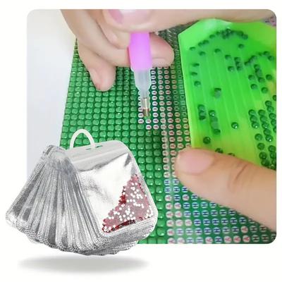 50 Pcs Diamond Art Beads Bags Clear Ziplock Storage Pouches Reusable Faux Diamond Storage Bags for DIY Diamond Art Gem Bead Organization