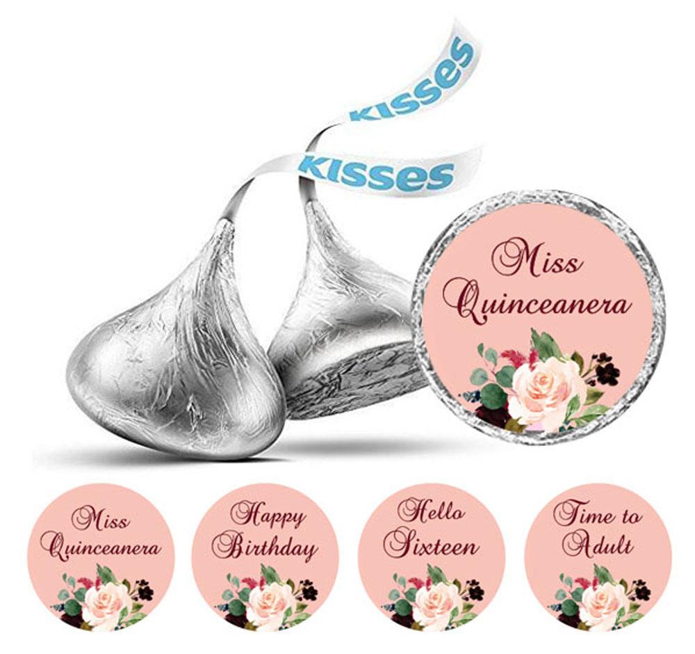 Darling Souvenir Floral Quinceanera Stickers Chocolate Candy Labels 190 Pcs DIY
