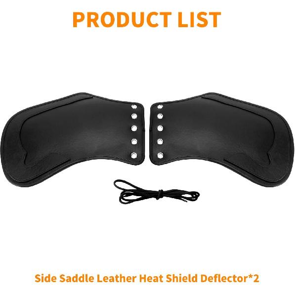 Motorcycle Leather Side Saddle Heat Shield Deflector Universal Fits for Harley Touring Sportster Dyna Softail Yamaha Honda Suzuki (Black)