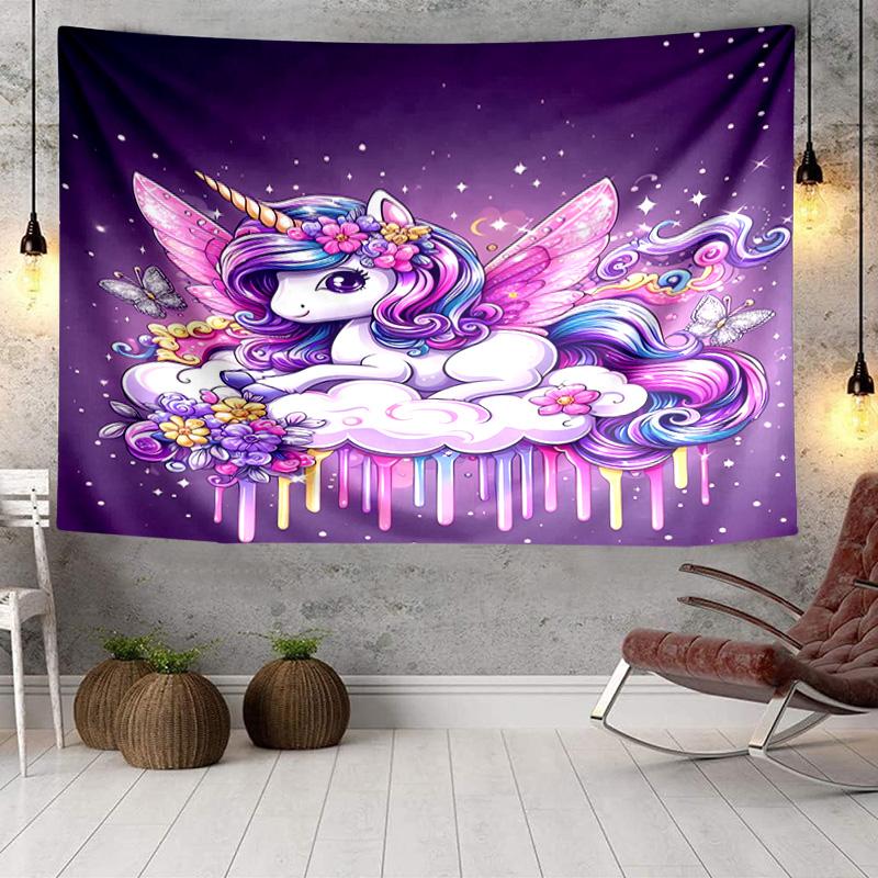 Rainbow Unicorns Garden Tapestry, Unique Design Tapestry, Wall Decor for Bedroom,Livingroom, Playroom,Heartwarming Fan Holiday Gifts