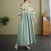 Kurzarm Plus-Size-Baumwolle im Vintage-Stil mit Blumenmuster, neu in Kleidern für Damen, lässig, locker, für den langen Sommer