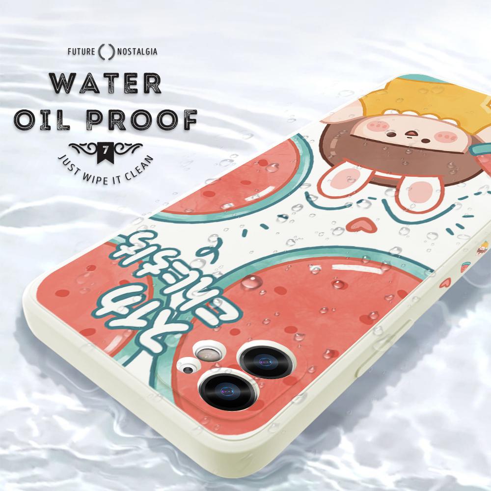 Cartoon Colorful Pattern Printing Phone Case Square Liquid Silicone TPU Full Cover Camera Shockproof Protection Cover for Huawei Honor Vivo