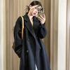 Women's Black Double-Sided Wool Coat - Slim Fit, Korean Style, Petite, 2026 Autumn/Winter Collection