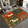 Fashion Ethnic Frame Carpet Horse Home Decor Rectangle Room Rug Black Green Orange Living Room Bedroom Bedside Floor Table Mat