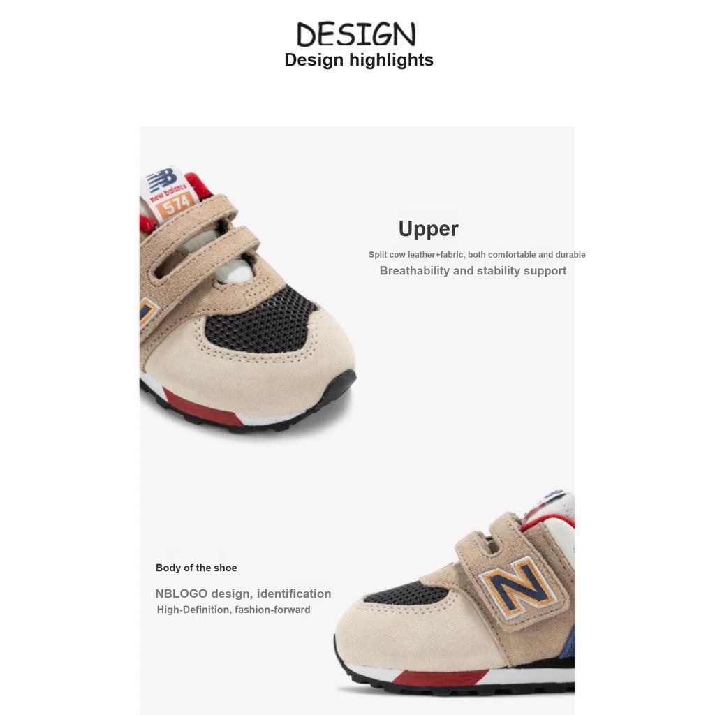 New Balance NB 574 Series Velcro Comfortable Breathable Support Durable Low Top Running Shoes Kids sneaker Brown Blue PV574LC1