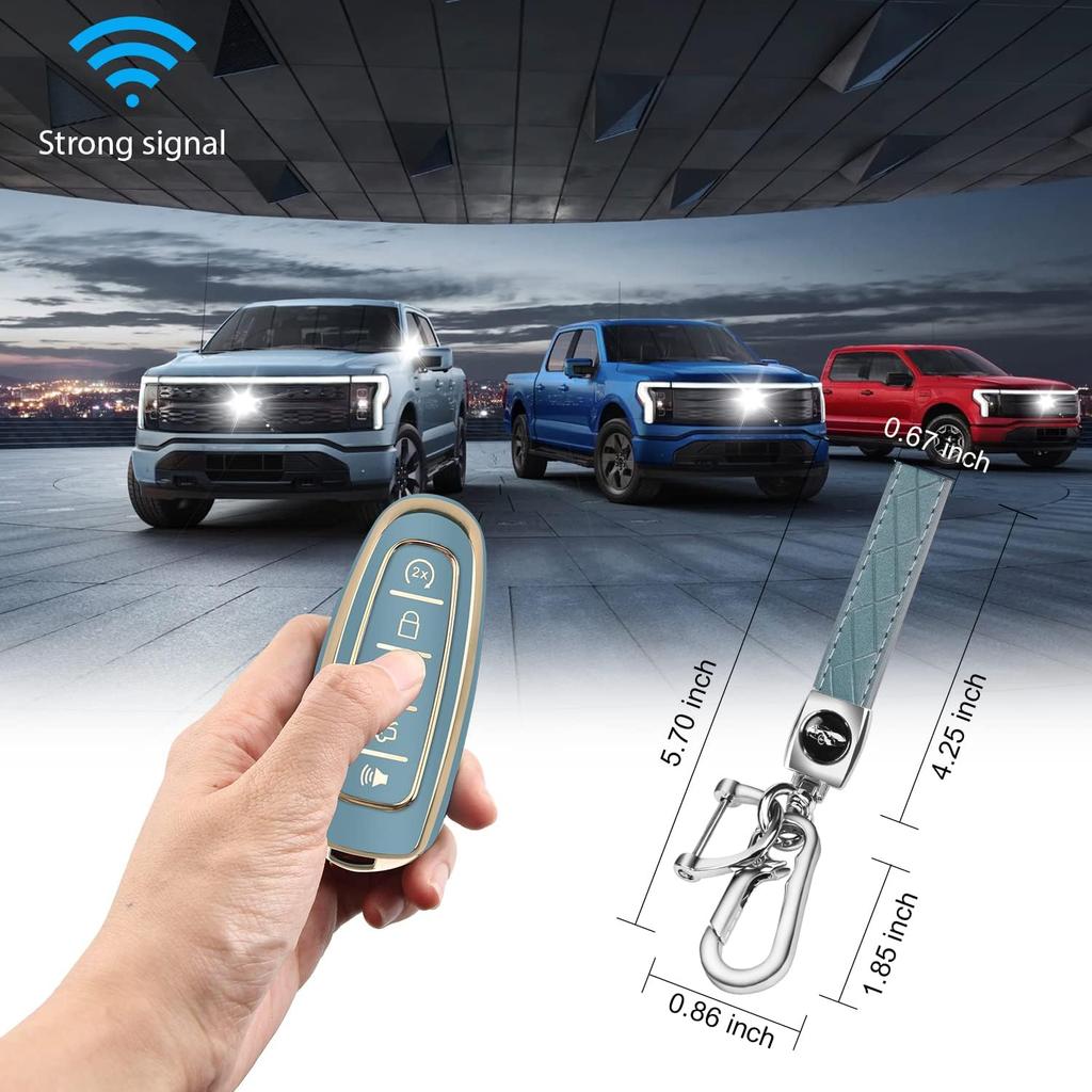 QBUC for Ford Key Fob Cover,360° TPU Car Key Case Protector with Keychain Compatible with Ford C-Max Edge Escape Expedition Explorer Flex Focus