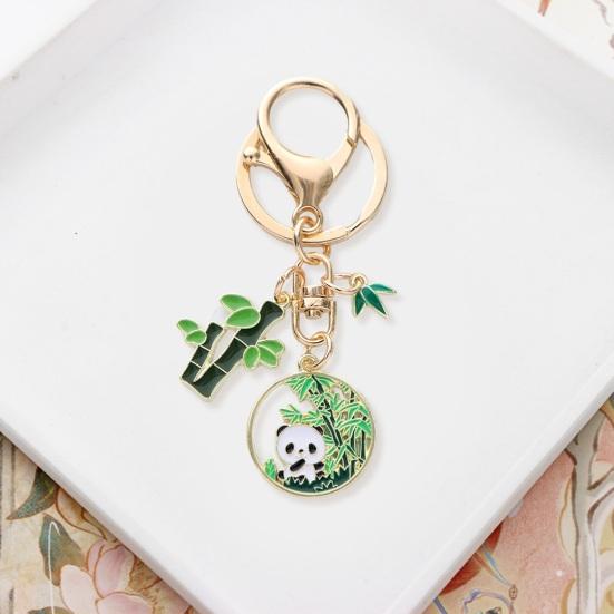Neujahrs-Schlüsselanhänger, Panda-Bambus-Kranz-Anhänger, polierter Karabinerhaken, leicht, Umhängetasche, Schultasche, Dekoration, Anhänger, Schlüsselanhänger