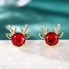 Cute Antler Shaped Women Stud Earrings Inlaid Shining CZ Christmas Elegant Accessories Festival Party Jewelry for Lady