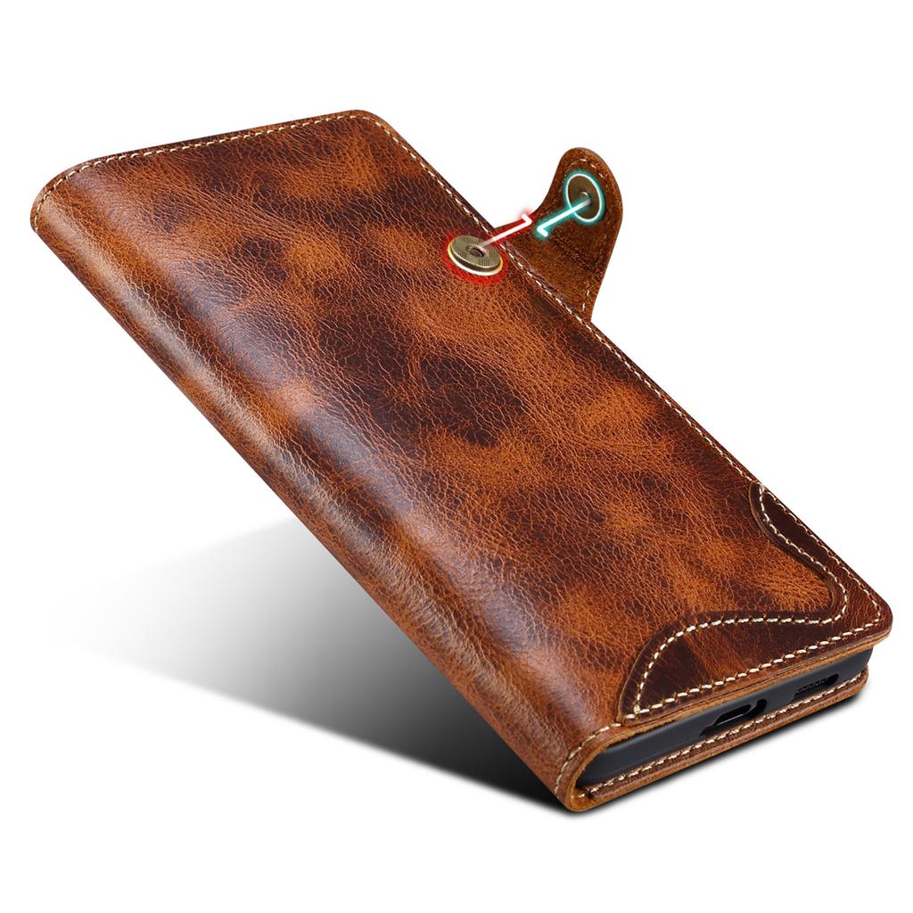 For Samsung Galaxy S24 Case Buckled Genuine Cow Leather+TPU Phone Wallet Cover