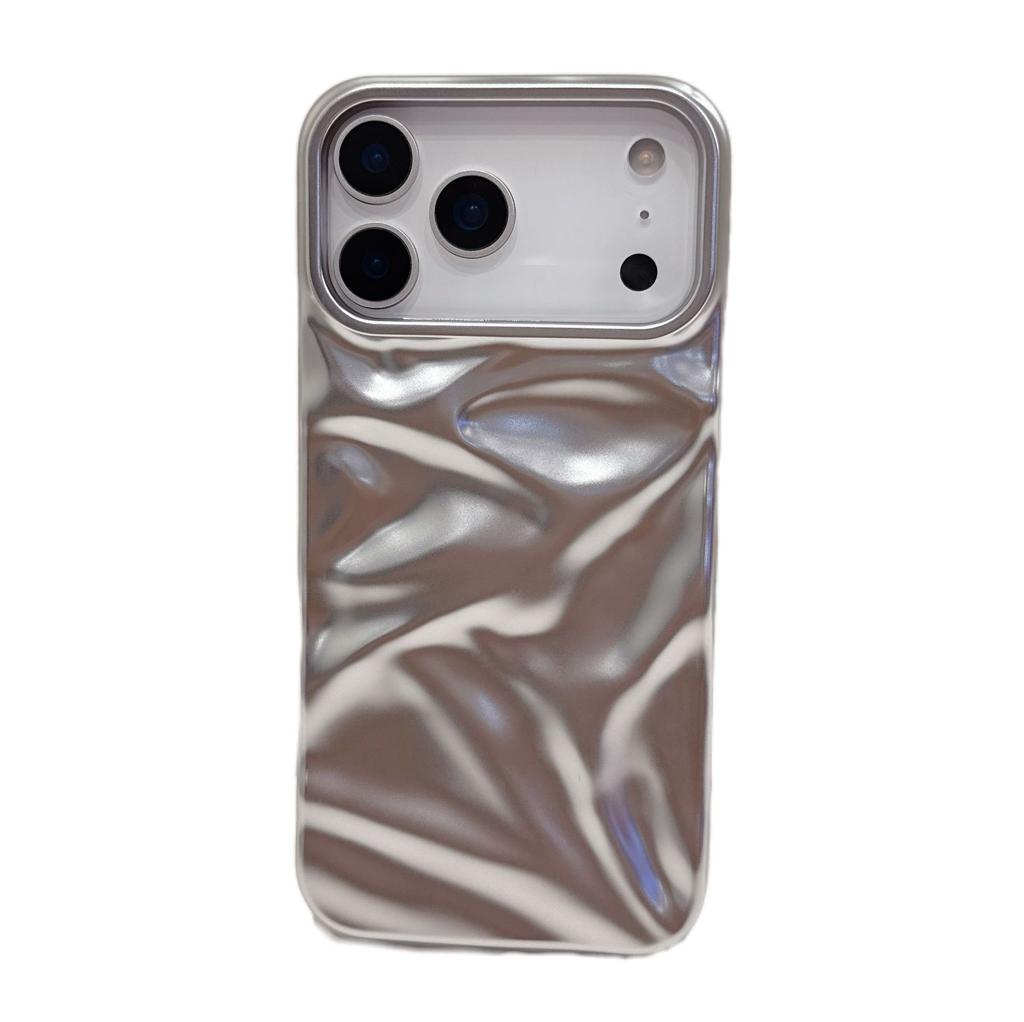 Matte electroplated silver pleats for iPhone17Pro max Apple 16 mobile phone case 15/14 premium sense