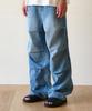 Dideobeulyueseui Washed Denim Layered Pants (Blue)