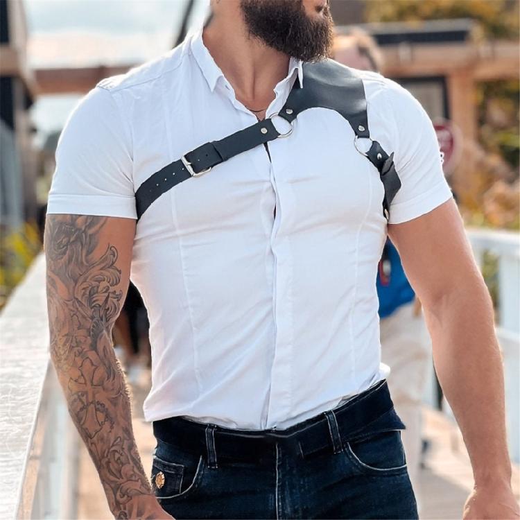 Herren Körper Brustgurt Gürtel Punk Gothic PU Leder Schulterkäfig Gürtelriemen
