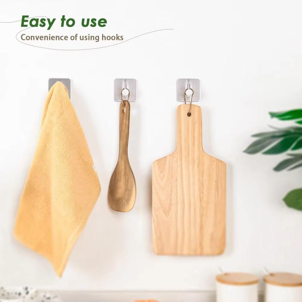 4Pcs Multi-Purpose Stainless Steel Hooks No Drilling Towel Rack Bathroom Kitchen Hardware