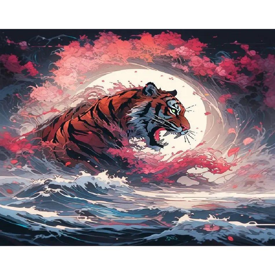 

RUOPOTY краска по номерам для взрослых с рамкой наборы для рукоделия с изображением тигра животное украшение для спальни подарок 40x50cm NO Frame