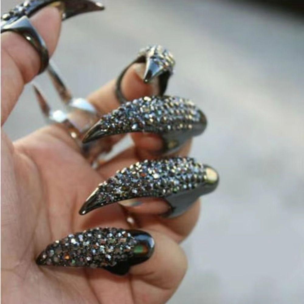 Jewelry Nail Eagle Claw Ring Black Color Punk Rock Rings Fashion Punk Finger Rings Halloween Party