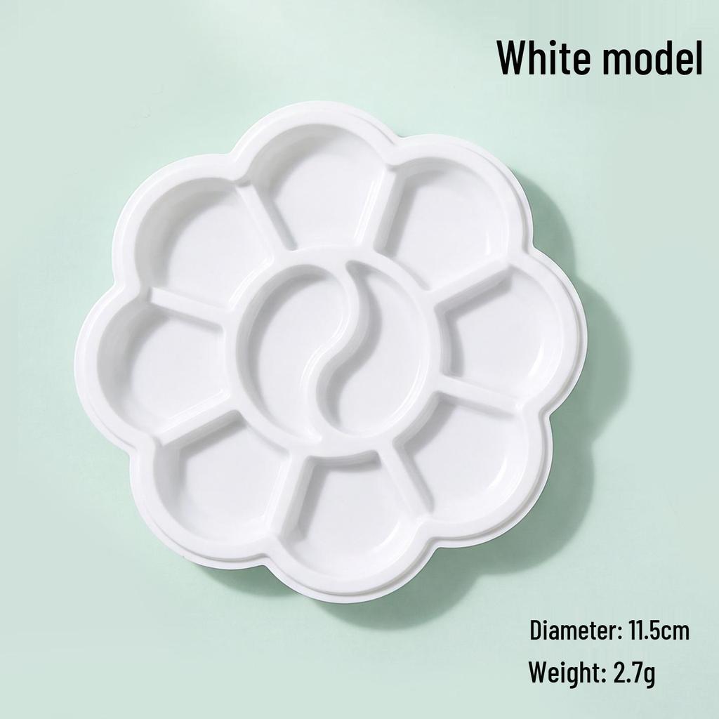 "Children's White Plastic Painting Palette: Plum-Shaped Acrylic & Watercolor Tray"