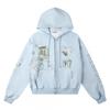 Vintage Animal 3D Print Zip Hoodie Loose Fit Streetwear Casual Top