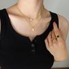 European & American Handmade Oval Pendant Freshwater Pearl Multi-layer Necklace for Women, Titanium Steel P749.