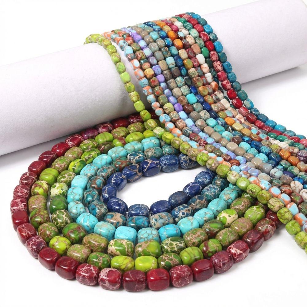 Irregular Emperor Stone Scattered Pearls Exquisite Square Spacer Beads  Jewelry Accessories