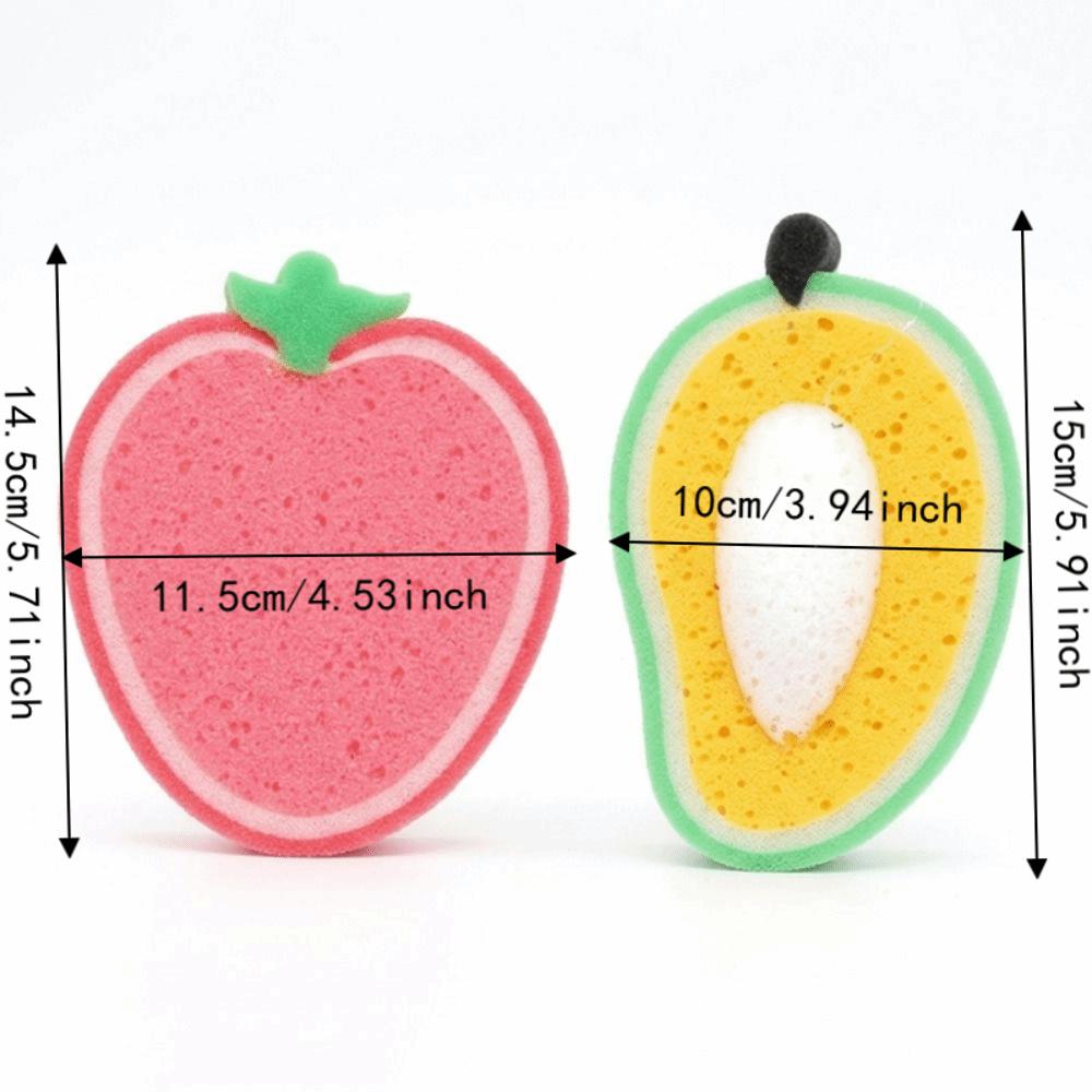 4pcs Fruit Shape Kitchen Cleaning Tool Thickened Dish Wash Sponge Soft Scouring Pad Home