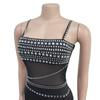 C6989 European & American Fashion Women's Rhinestone Mesh Long Dress