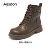 Augustine Martin Boots Women's 2025 New Autumn Brown Short Boots British Style Medium Tube Maillard Knight Boots