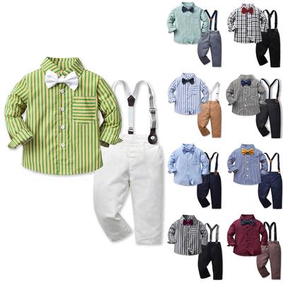 Toddler Baby Boys Gentleman Bow Tie Solid T-Shirt Tops+Suspender Pants Outfits