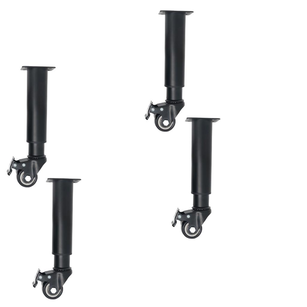 4 ks Kovové nastavitelné nábytkové nohy Vysoce odolné náhradní podpěrné nohy s otočnými kolečky Snadná instalace