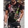 Abbigliamento da uomo T-shirt con Stampa Grafica Scheletro T-shirt Oversize Uomo Estate Primavera Stile Punk Oversize Manica Corta Top da Esterno