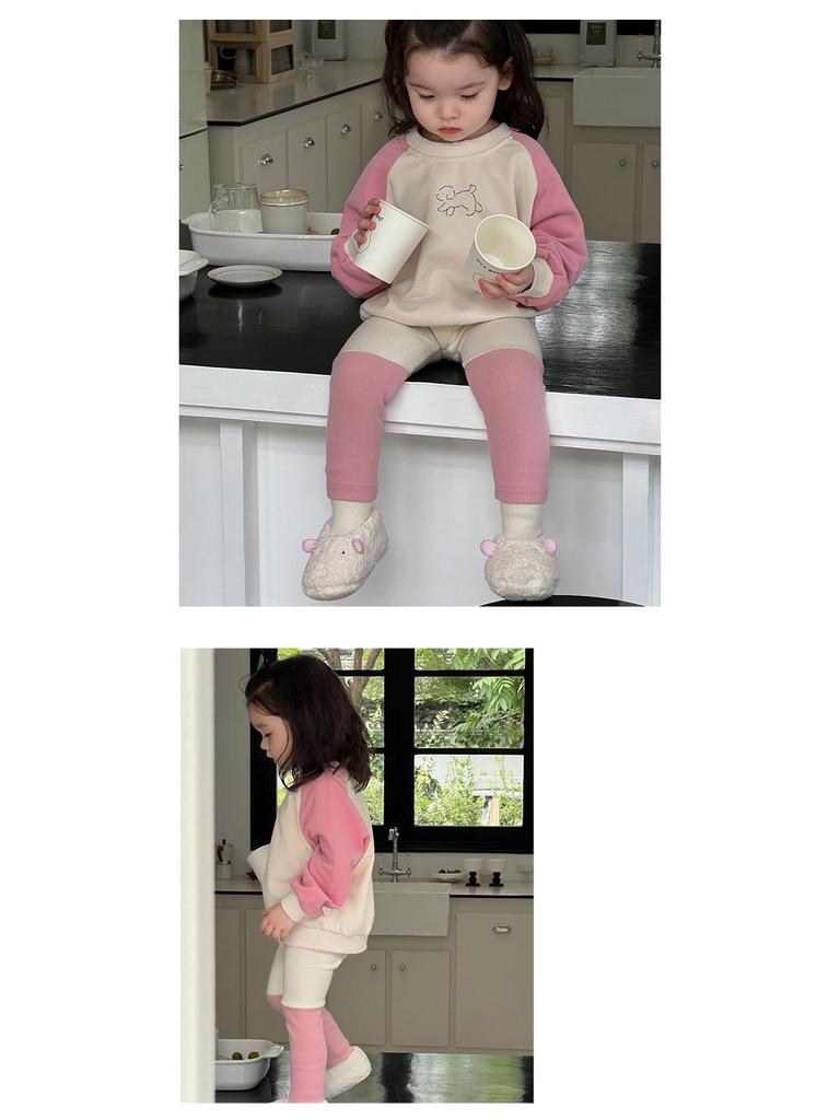 Korean Style Girls' Two-Piece Autumn Sweatshirt & Leggings Set