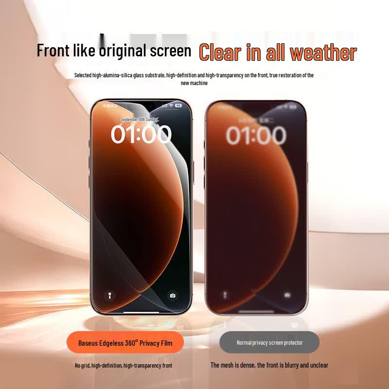 Baseus 360° Anti-Peep Tempered Glass Screen Protector for iPhone 17
