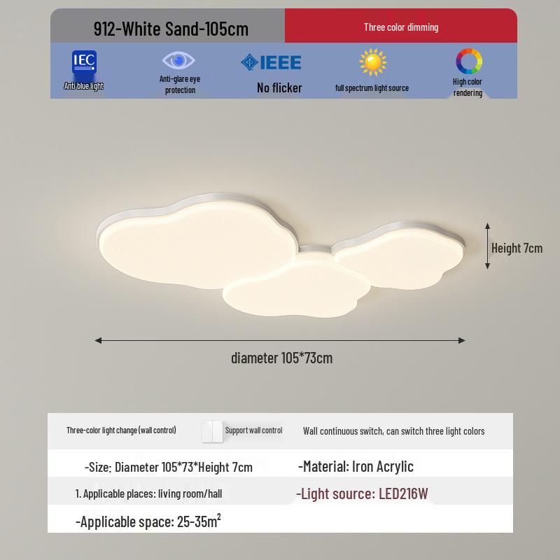 Cream Style Modern Minimalist Full Spectrum Ceiling Light for Eye-Protection In Children's Room and Master Bedroom