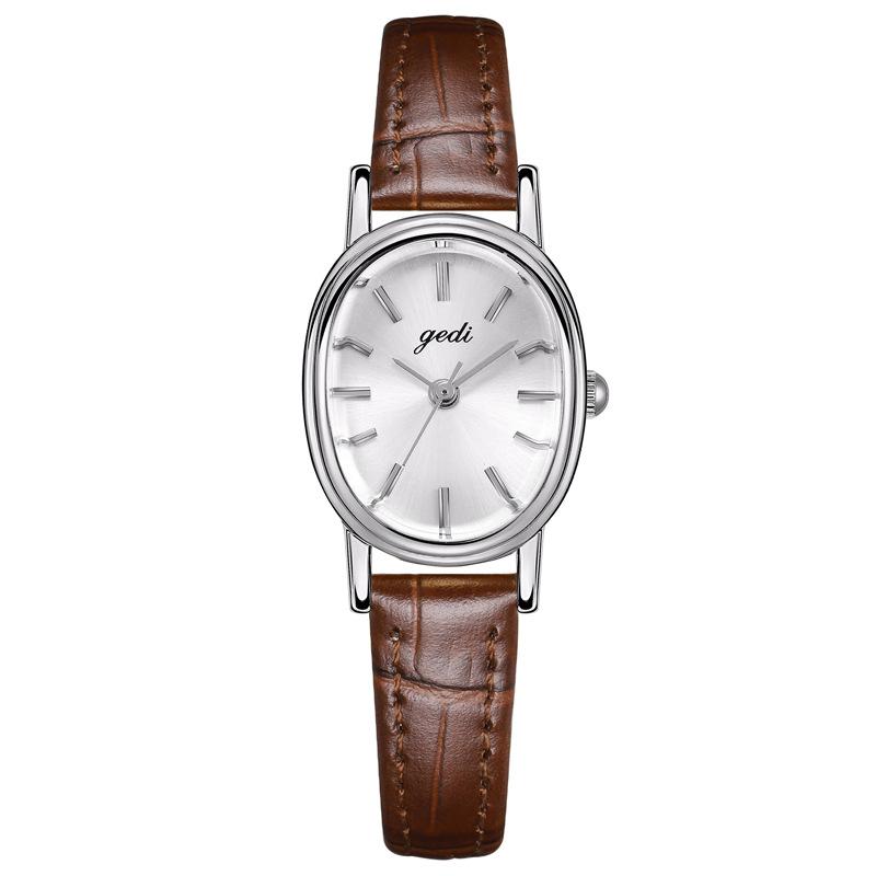 Women S High-Value Watch, Simple Niche High-End Oval Women S Watch, Leather Waterproof Quartz Watch