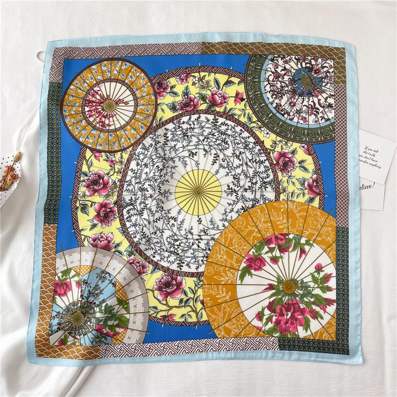 Foreign Style Small Silk Scarf 71cm Square Scarf Hangzhou Silk Imitation Silk Scarf Professional Women's Scarf Decorative Small Silk Scarf