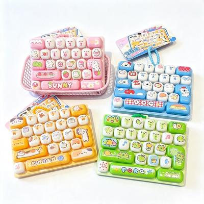 Cartoon Keyboard Keycap Fidget Keychain, 26 Keys Clicker Anti Stress Toy, Mini Decompression Button Hand Relax Fidget Toy, Party