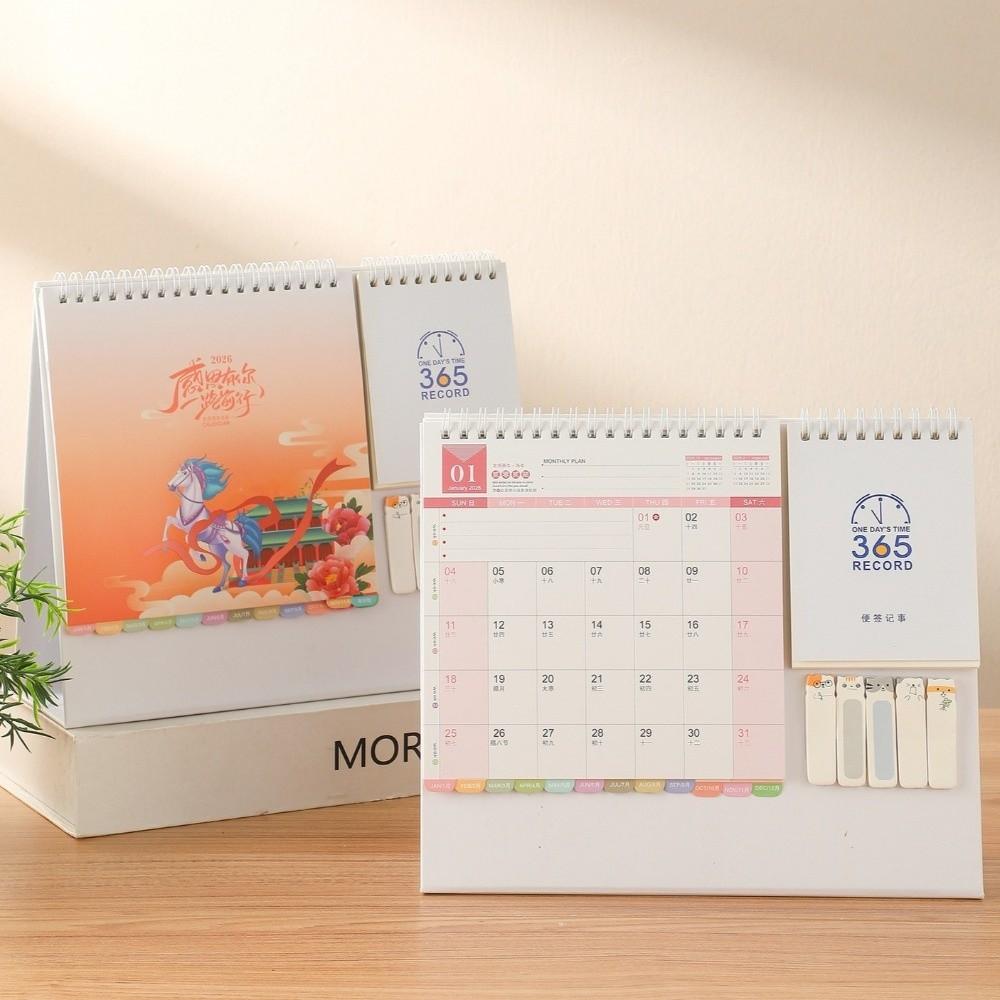 Standing 2026 Desktop Desk Calendar Thick Paper Time Management Writeable Calendar Foldable Memo Function Desktop Paper Calendar