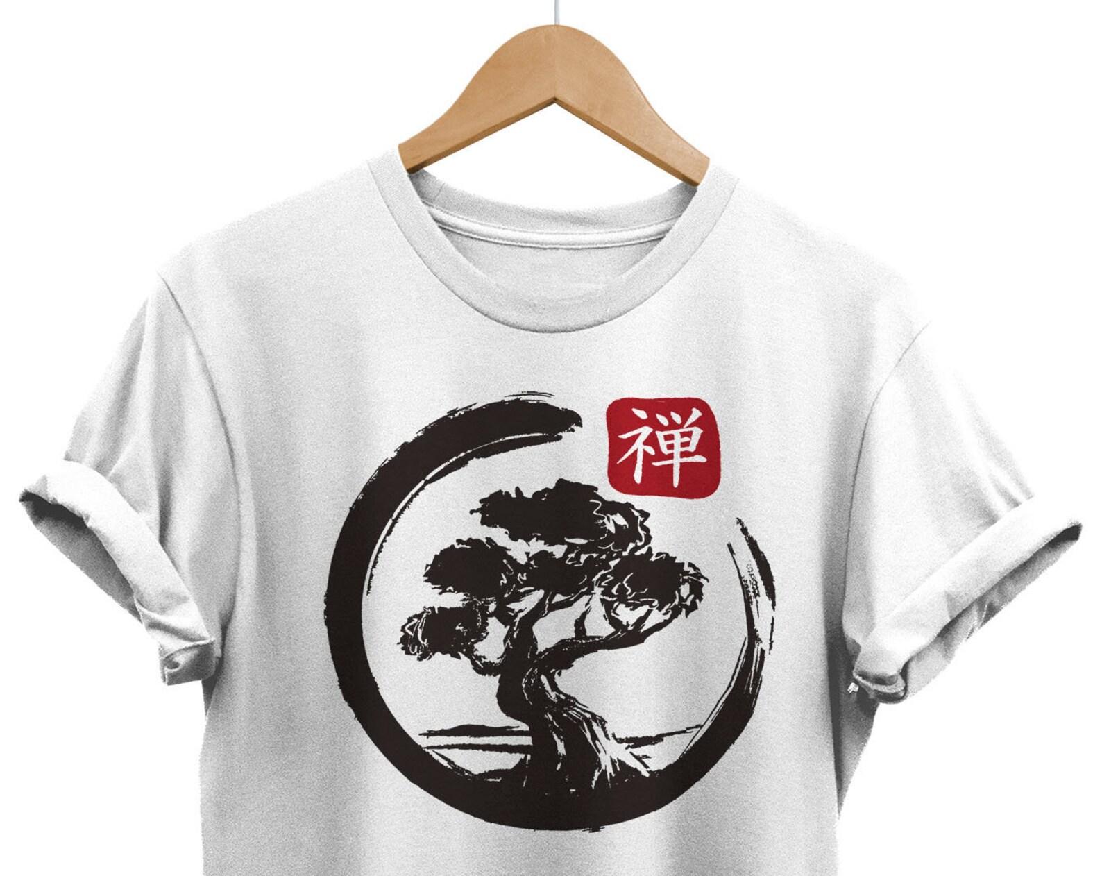 Bonsai Tree T-shirt: Japanese Brush Style Botanical Streetwear 4XL